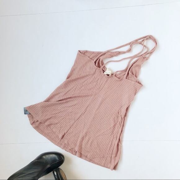 Urban Outfitters Silence + Noise Blush Pink Strappy Waffle Knit Tank Size Small - Picture 1 of 6
